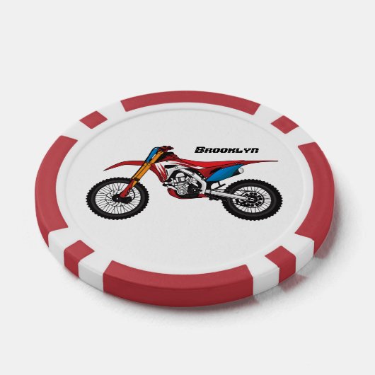 Motorfiets met rode vuilniswagen poker chips (Enkel)