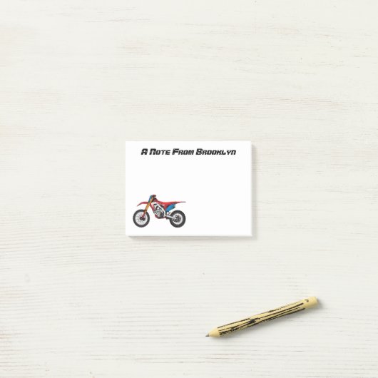 Motorfiets met rode vuilniswagen post-it® notes (Op bureau)