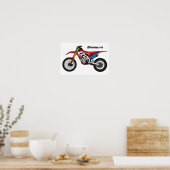 Motorfiets met rode vuilniswagen poster (Keuken)