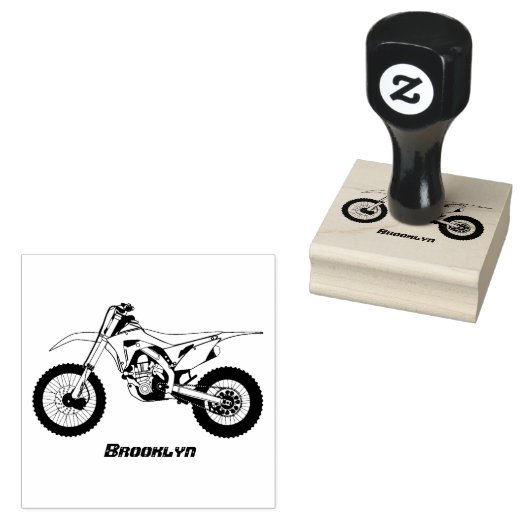 Motorfiets met rode vuilniswagen rubberstempel (Gestempeld)