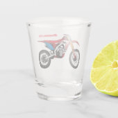 Motorfiets met rode vuilniswagen shot glas (Achterkant)