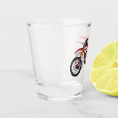 Motorfiets met rode vuilniswagen shot glas (Links)
