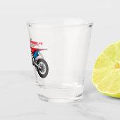 Motorfiets met rode vuilniswagen shot glas (Rechts)