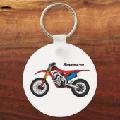 Motorfiets met rode vuilniswagen sleutelhanger (Voorkant)