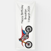 Motorfiets met rode vuilniswagen spandoek (Verticaal)