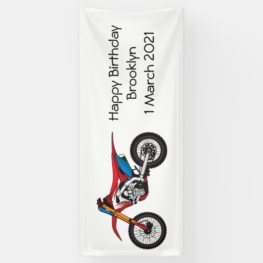 Motorfiets met rode vuilniswagen spandoek (Verticaal)