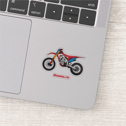 Motorfiets met rode vuilniswagen sticker (Detail)