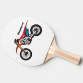 Motorfiets met rode vuilniswagen tafeltennisbatje (Zijkant)