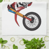 Motorfiets met rode vuilniswagen theedoek (Gevouwen)