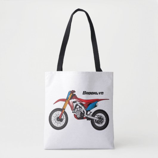 Motorfiets met rode vuilniswagen tote bag (Voorkant)