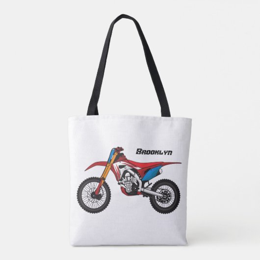 Motorfiets met rode vuilniswagen tote bag (Achterkant)