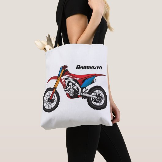 Motorfiets met rode vuilniswagen tote bag (Dichtbij)