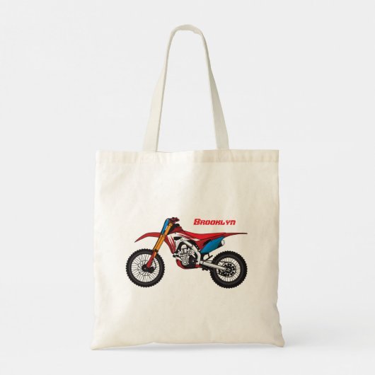 Motorfiets met rode vuilniswagen tote bag (Achterkant)