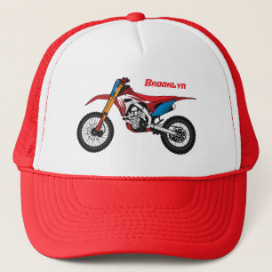 Motorfiets met rode vuilniswagen trucker pet
