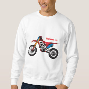 Motorfiets met rode vuilniswagen trui