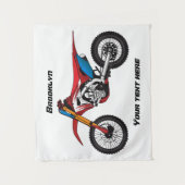 Motorfiets met rode vuilniswagen wandkleed (Voorkant)