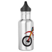 Motorfiets met rode vuilniswagen waterfles  (Links)