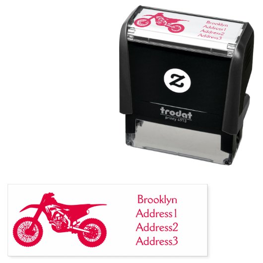 Motorfiets met rode vuilniswagen  zelfinktende stempel (In situ)