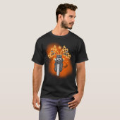 Motorfiets met ster & verf splat achtergrond t-shirt (Voorkant volledig)