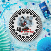 Motorfiets met vierde Happy Birthday Paper-Bord Papieren Bordje (Feest)