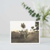  motorfiets met zijspan foto briefkaart (Staand voorkant)