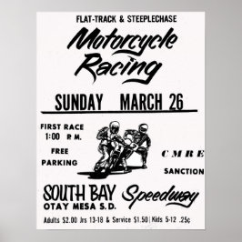 Motorfiets met Zuid-Bay Speedway Otay Mesa Poster