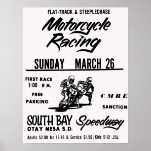 Motorfiets met Zuid-Bay Speedway Otay Mesa Poster