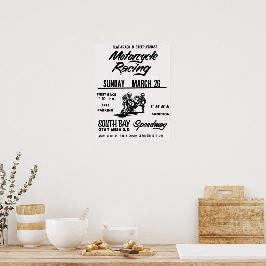 Motorfiets met Zuid-Bay Speedway Otay Mesa Poster (Keuken)