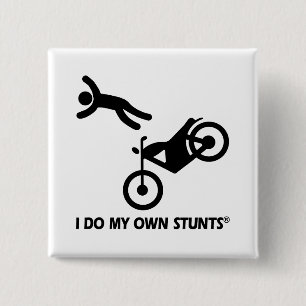 Motorfiets Mijn eigen stunts Vierkante Button 5,1 Cm