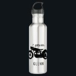 Motorfiets moet aangepaste naam gebruiken waterfles<br><div class="desc">Zwarte motor. "moet rijden". Aangepaste naam.</div>