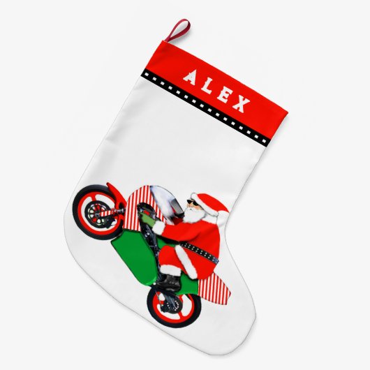 Motorfiets Motocross Holiday Gift Grote Kerstmis Grote Kerstsok (Voorkant (Hangend))