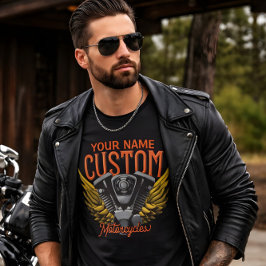 Motorfiets Motor met Adelaarsvleugels - Aangepaste T-shirt