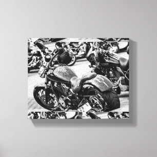Motorfiets Motor Motorrijders Rijden Rijder Detail Canvas Afdruk
