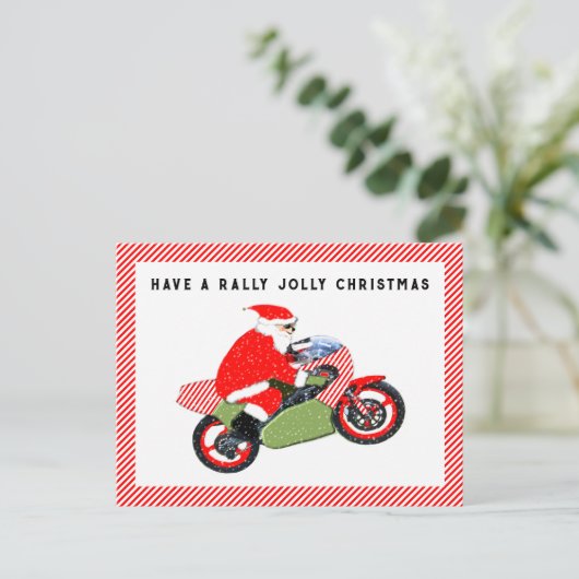 Motorfiets Motorcross Kerstmis Feestdagenkaart (Staand voorkant)
