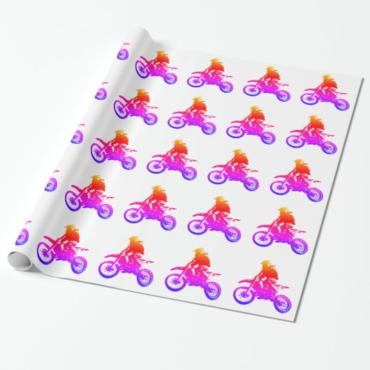 Motorfiets Motorcross Pop Art Cadeaupapier (Uitgerold)