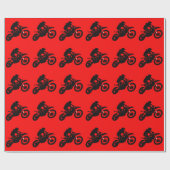 Motorfiets Motorcross Rood Zwart Pop Art Cadeaupapier (Vlak)