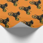 Motorfiets Motorcross Sinaasappel Pop Art Cadeaupapier (Hoek)