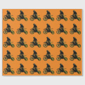 Motorfiets Motorcross Sinaasappel Pop Art Cadeaupapier (Vlak)