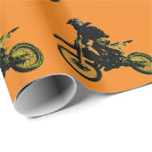 Motorfiets Motorcross Sinaasappel Pop Art Cadeaupapier (Rol Hoek)