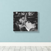 Motorfiets motorfiets, fietser, inferiedoek canvas afdruk (Insitu (Houten vloer))
