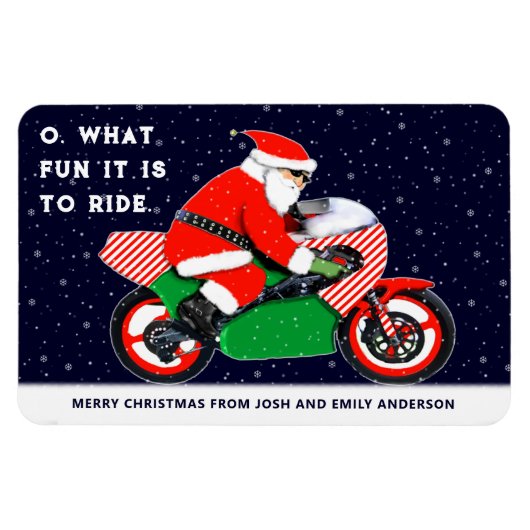 Motorfiets Motorrijder Kerstkaarten Magneet (Horizontaal)