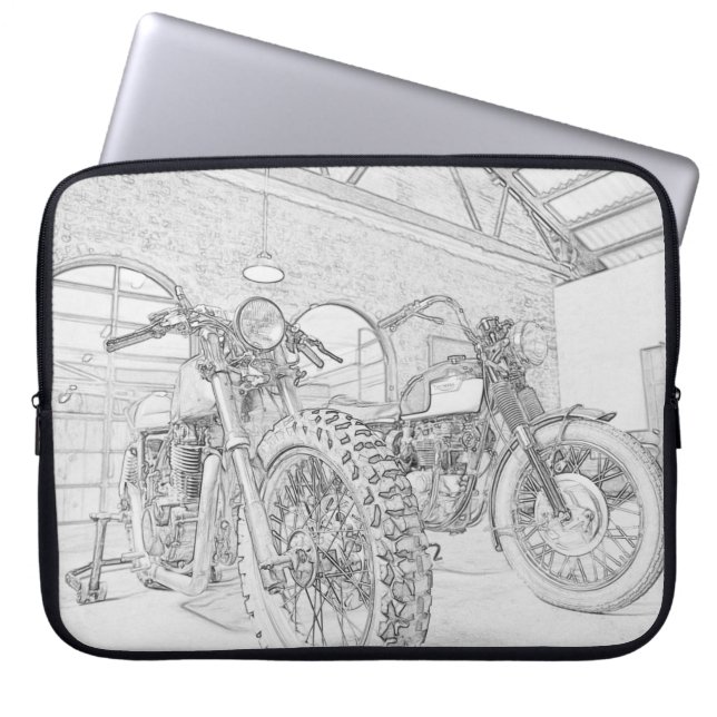 Motorfiets Motorrijder Laptop Hoes (Voorkant)