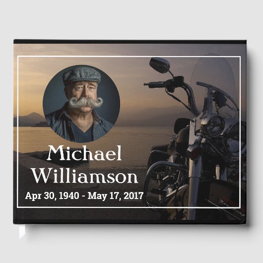 Motorfiets nabij water Fotocering van Life Gu Gastenboek (Voorkant)