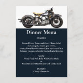 Motorfiets Navy Modern Trouwdiner Menu (Voorkant)