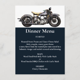  Motorfiets Navy Modern Trouwdiner Menu