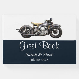  motorfiets Navy Modern Wedding Gastenboek