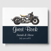  motorfiets Navy Modern Wedding Gastenboek (Voorkant)