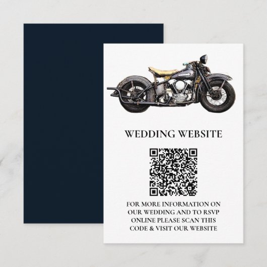  motorfiets Navy Modern Wedding Informatiekaartje (Voorkant / Achterkant)