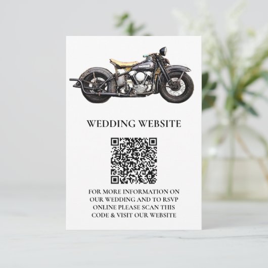 motorfiets Navy Modern Wedding Informatiekaartje (Staand voorkant)