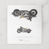  motorfiets Navy Modern Wedding Plaatskaartje (Buitenkant ongevouwen)